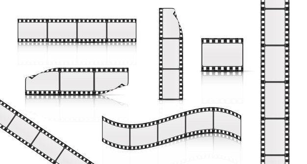 Strisce di nastro cinematografico Concept cinematografico realistico vettoriale isolato
