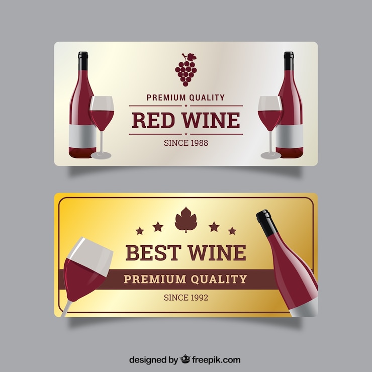 Vettore gratuito striscioni di lusso dei migliori vini