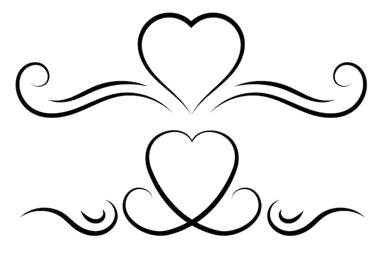 Vettore gratuito striscioni disegnati a mano con cuore riccio