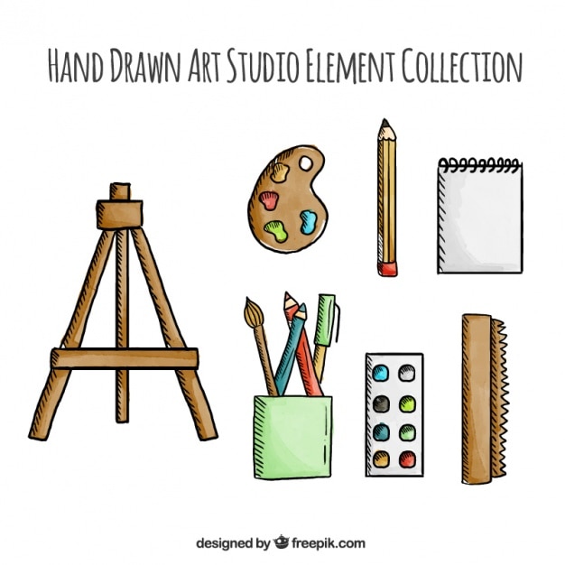 Vettore gratuito strumenti artista disegnati a mano