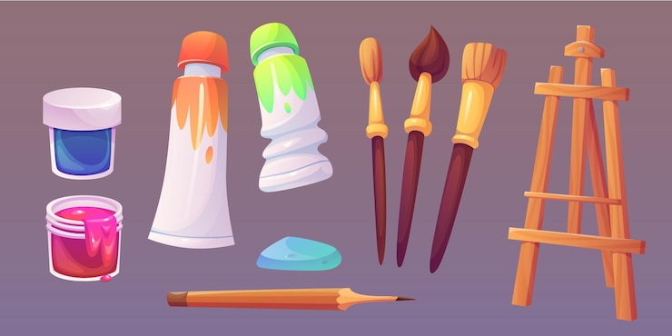 Vettore gratuito strumenti artistici e materiali per la pittura