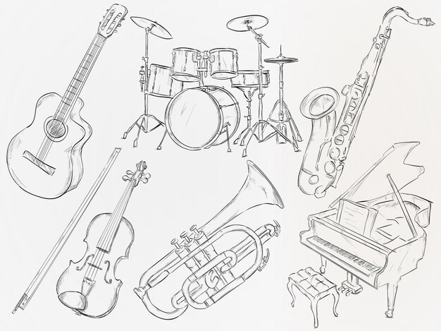 Strumento musicale disegnato a mano