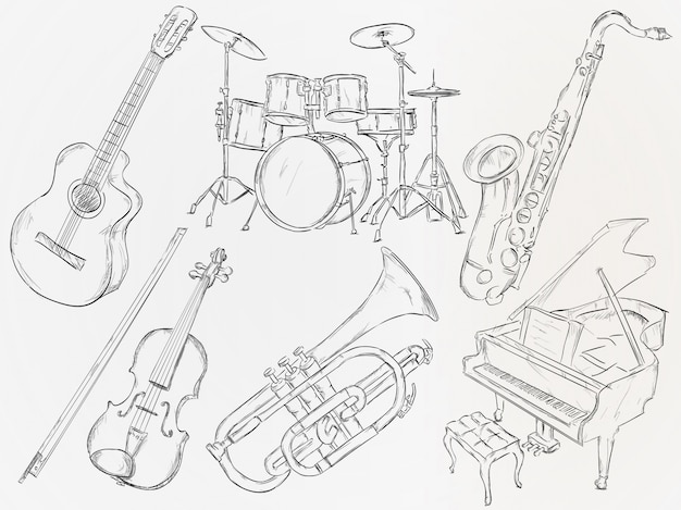 Strumento musicale disegnato a mano