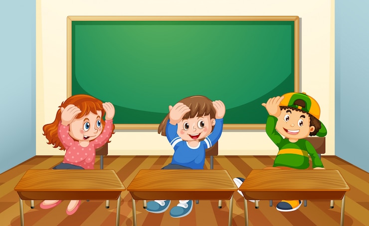 Vettore gratuito studente in classe