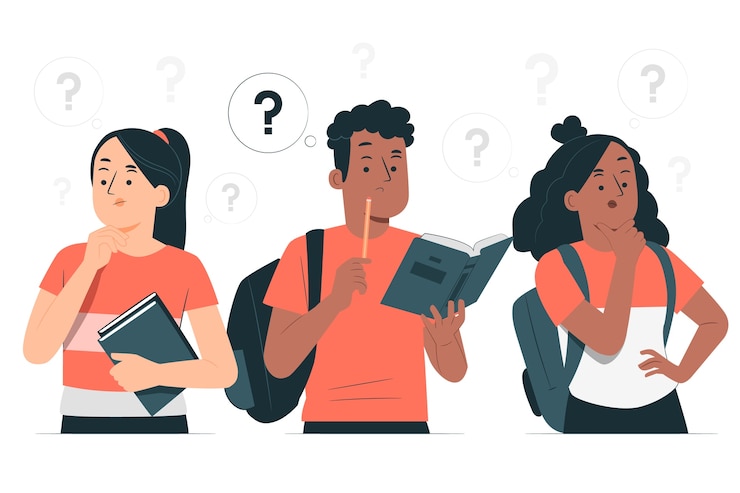 Vettore gratuito studenti che pensano all'illustrazione del concetto