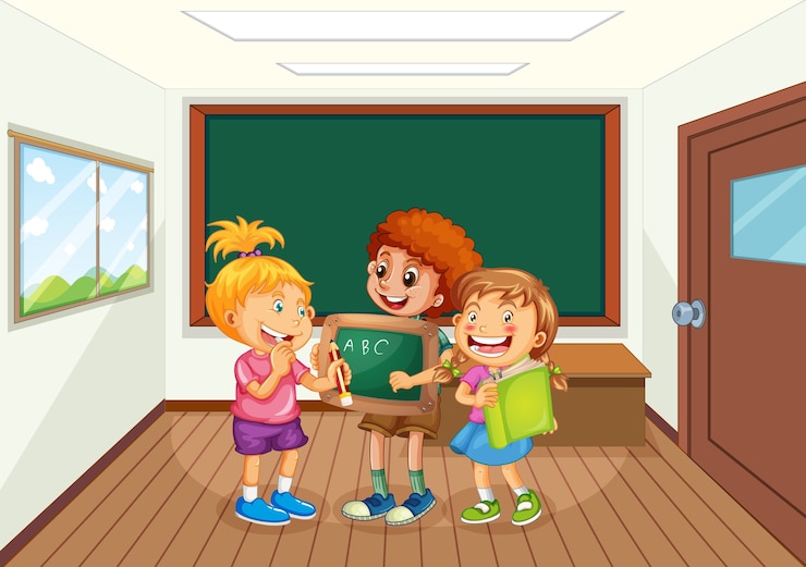 Vettore gratuito studenti in classe