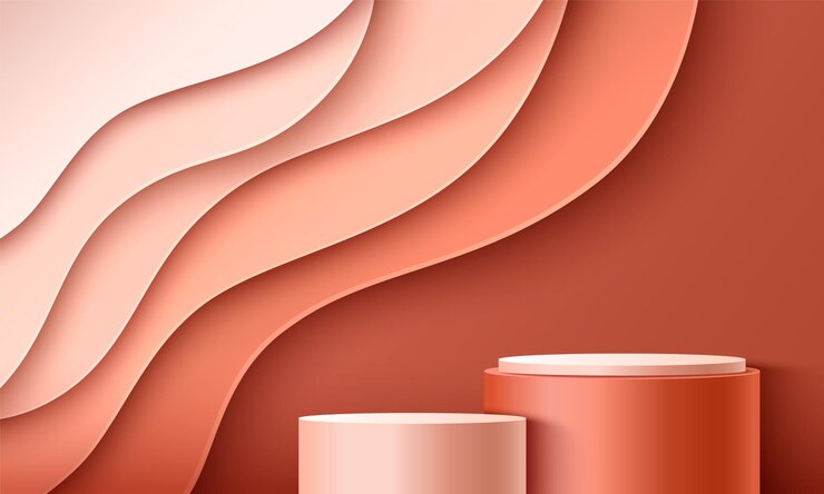 Vettore gratuito studio a onde 3d con podio espositivo per prodotti