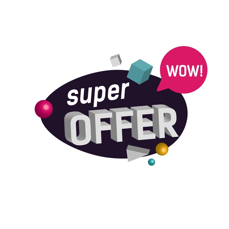 Vettore gratuito super offerta wow lettering su paint blot