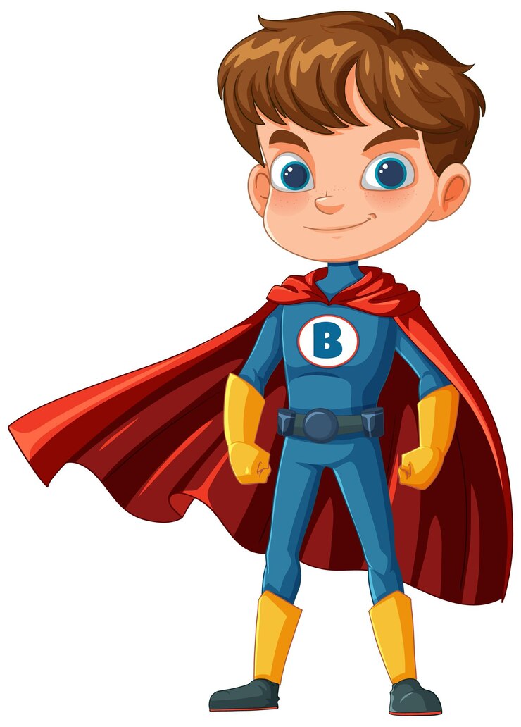Vettore gratuito supereroe ragazzo in costume vibrante