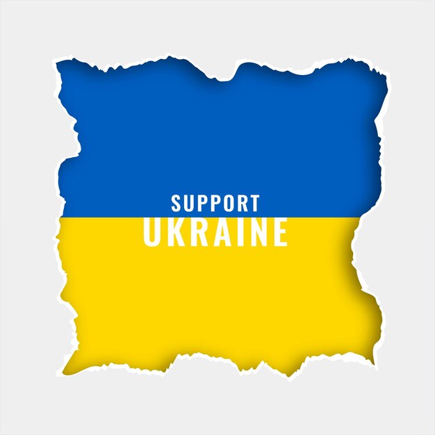 Supporta il testo dell'Ucraina con il vettore di progettazione del tema della bandiera in stile papercut
