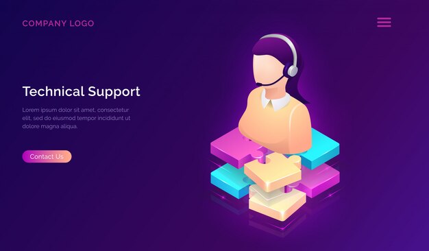 Supporto tecnico o assistente online isometrico