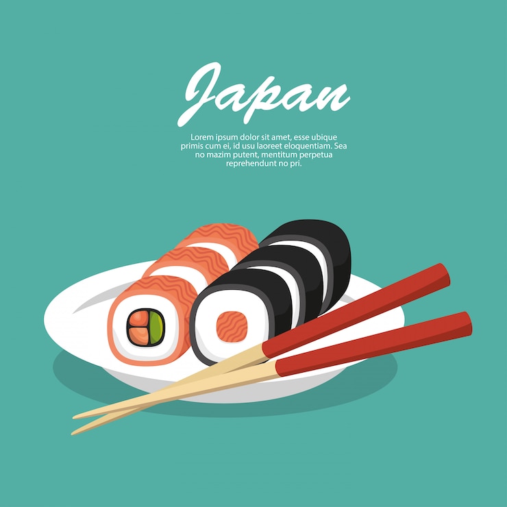 Vettore gratuito sushi cibo viaggio giappone