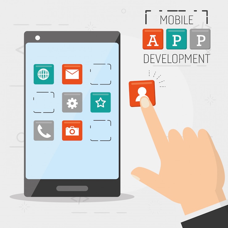 Vettore gratuito sviluppo di app mobili