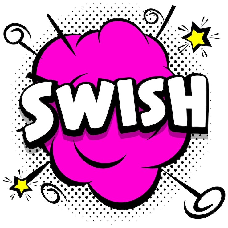 Vettore gratuito swish comic modello luminoso con fumetti su cornici colorate