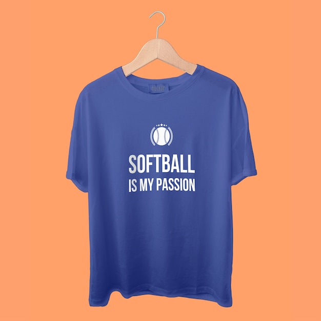 T-shirt con doodle monocolore "il softball è la mia passione".