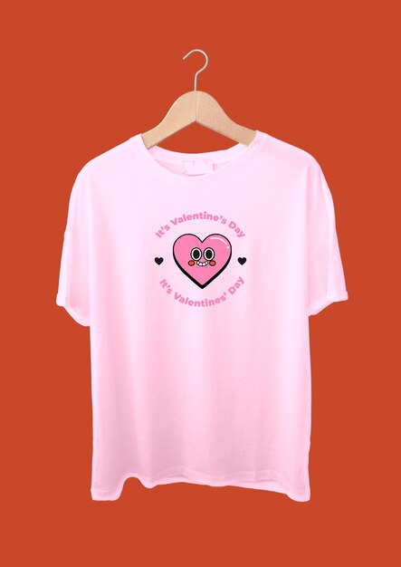 T-shirt di San Valentino con cuore piatto e sorridente