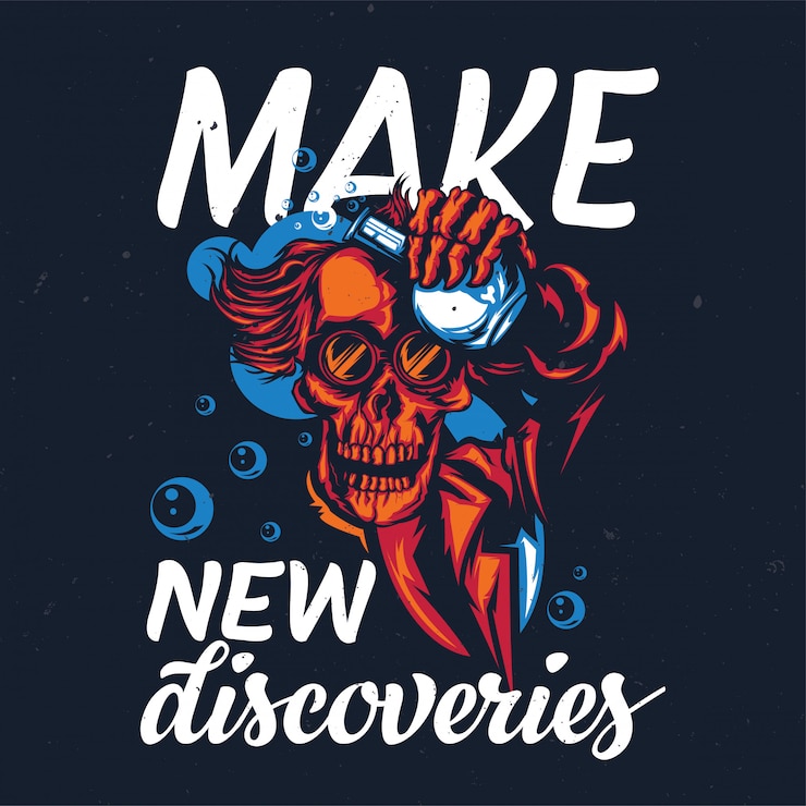 Vettore gratuito t-shirt o poster design con l'illustrazione del professore scheletro