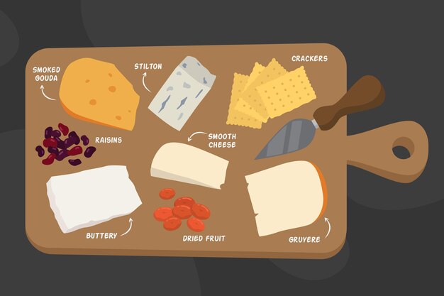 Tagliere di formaggi disegnati a mano