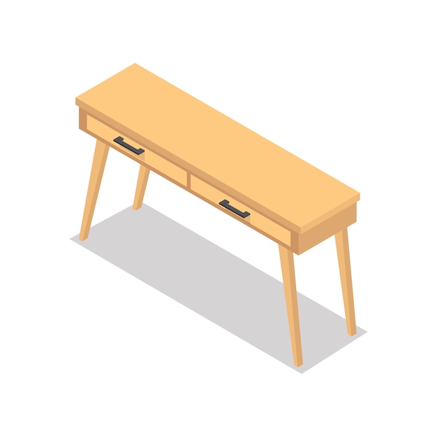 Tavolo in legno isolato su sfondo