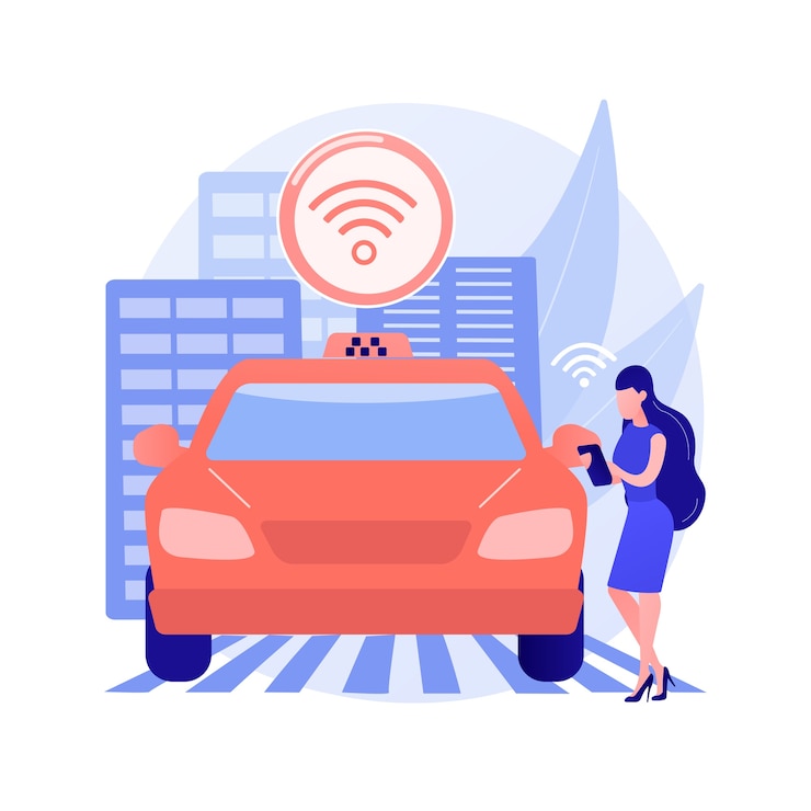 Vettore gratuito taxi autonomo concetto astratto illustrazione