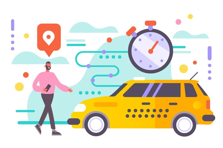 Vettore gratuito taxi design illustrato app