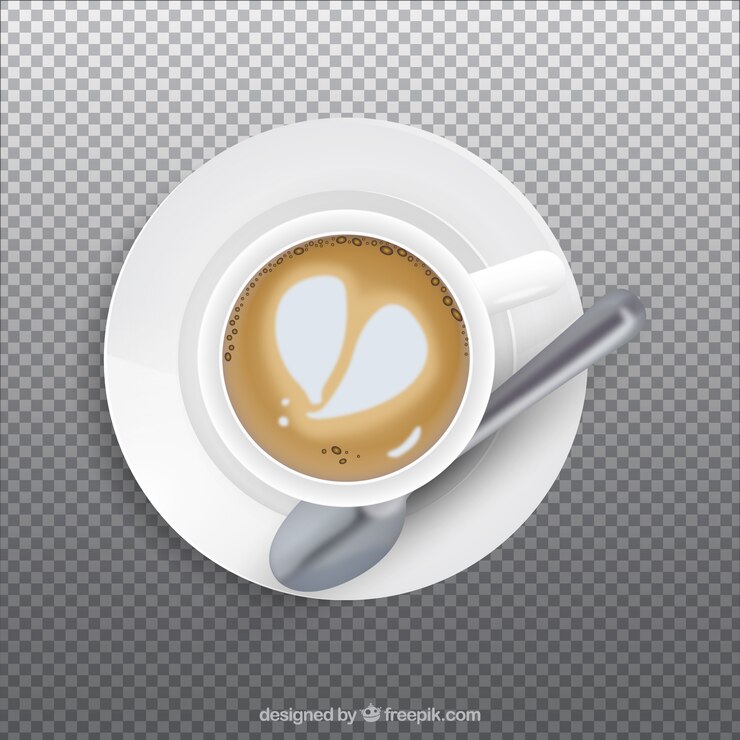 Vettore gratuito tazza di caffè realistico con vista dall'alto