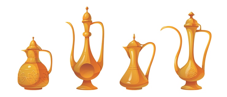 Vettore gratuito tazza di tè o di caffè araba con ornamenti tradizionali