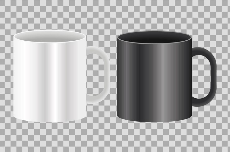 Vettore gratuito tazze monocromatiche di marca mockup