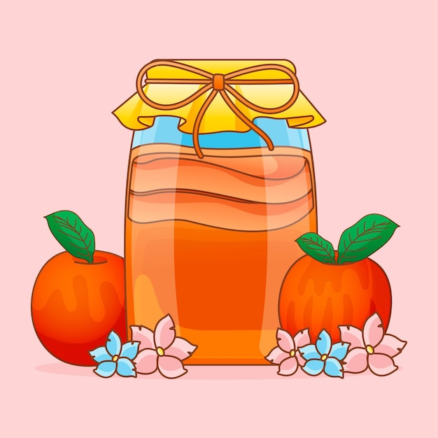 Tè kombucha disegnato a mano con frutta