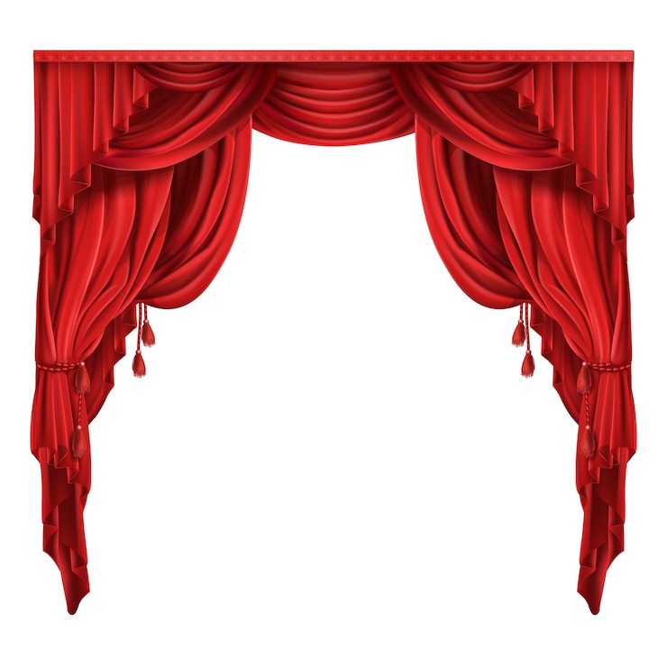 Vettore gratuito teatro teatro tende rosse vettore realistico