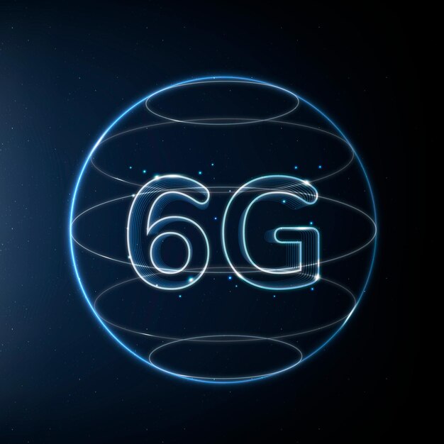 Tecnologia di connessione globale 6g blu nell'icona digitale del globo