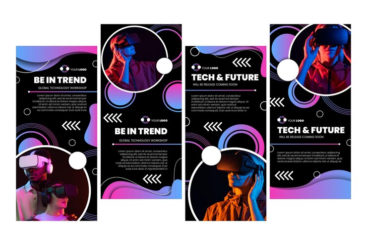 Vettore gratuito tecnologia e future storie di instagram