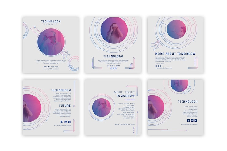 Vettore gratuito tecnologia e futuri post instagram