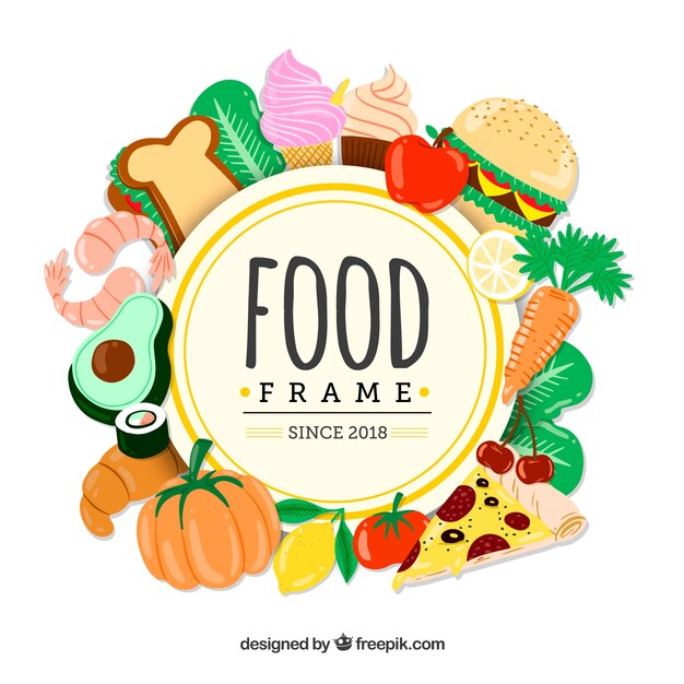 Telaio con cibo delizioso