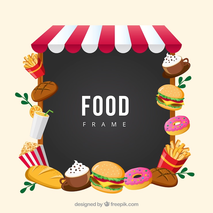Vettore gratuito telaio con fast food