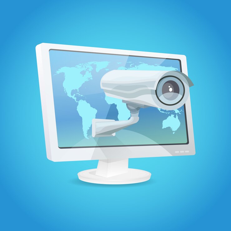 Vettore gratuito telecamera di sorveglianza e monitor