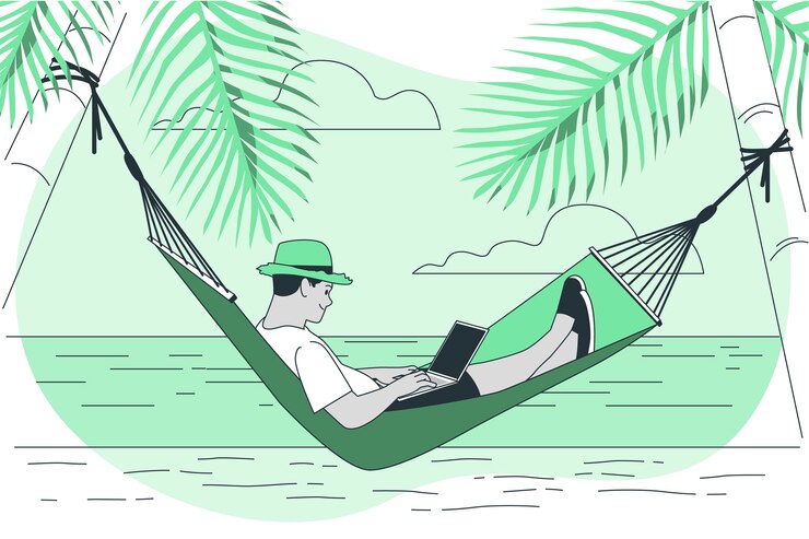 Vettore gratuito telelavoro in un concetto di illustrazione amaca