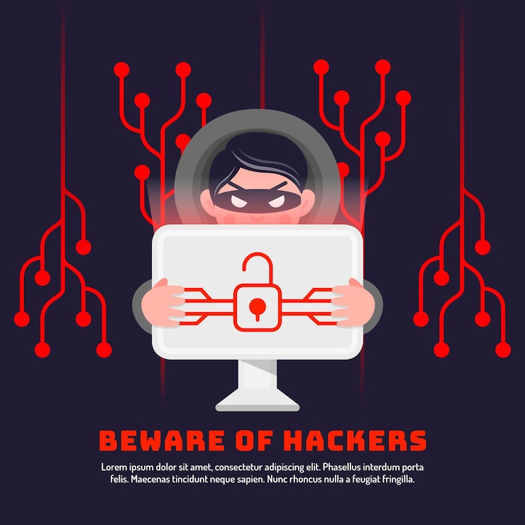 Vettore gratuito tema dell'illustrazione di attività del pirata informatico