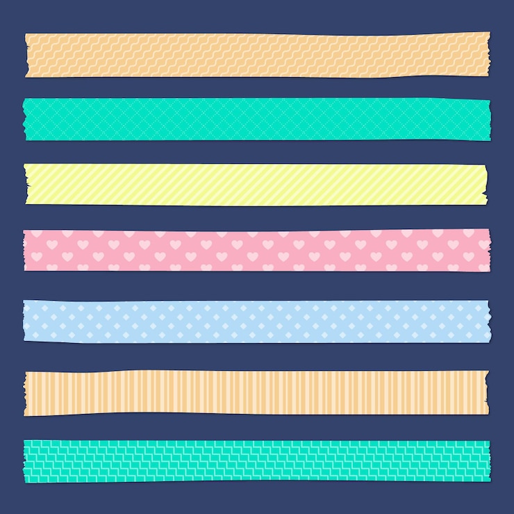 Vettore gratuito tema della collezione di nastri washi