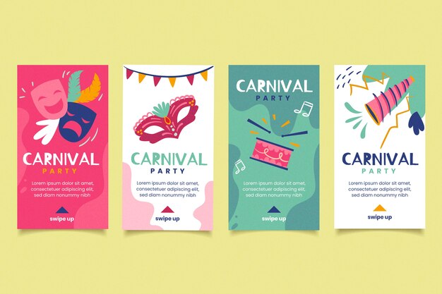 Tema della festa di carnevale per la raccolta di storie su Instagram