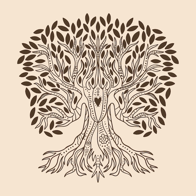 Tema della vita dell'albero disegnato a mano