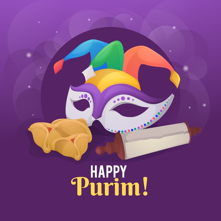 Vettore gratuito tema di evento purim felice giorno disegnato a mano