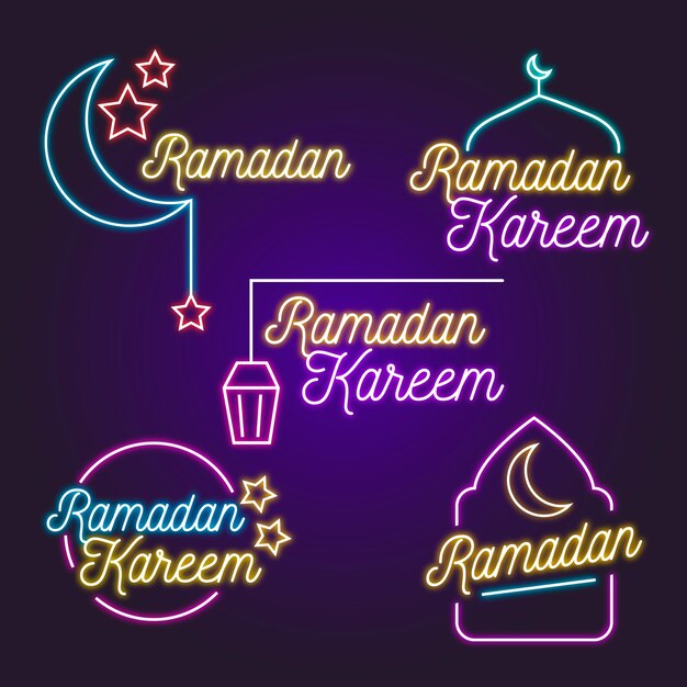 Tema di insegna al neon lettering Ramadan
