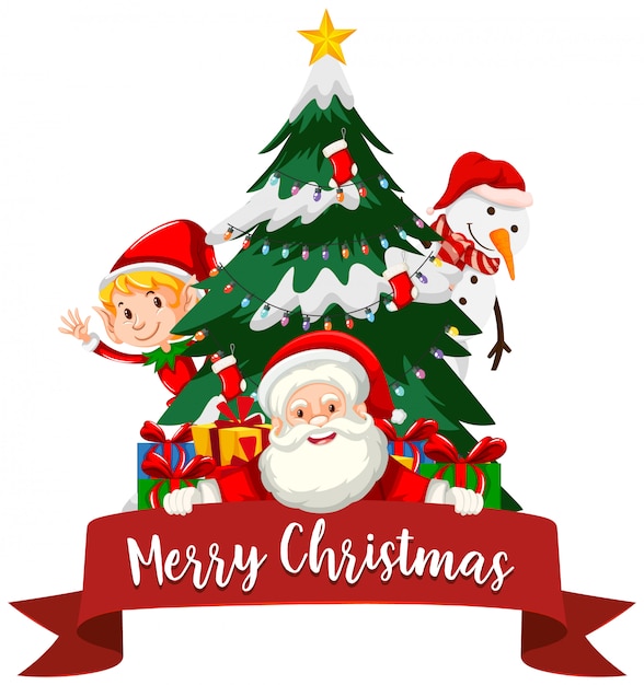 Tema di Natale con Babbo Natale e albero