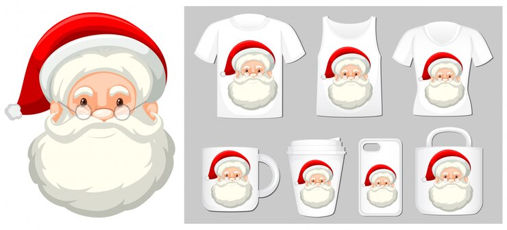 Vettore gratuito tema di natale con babbo natale su modelli di prodotti