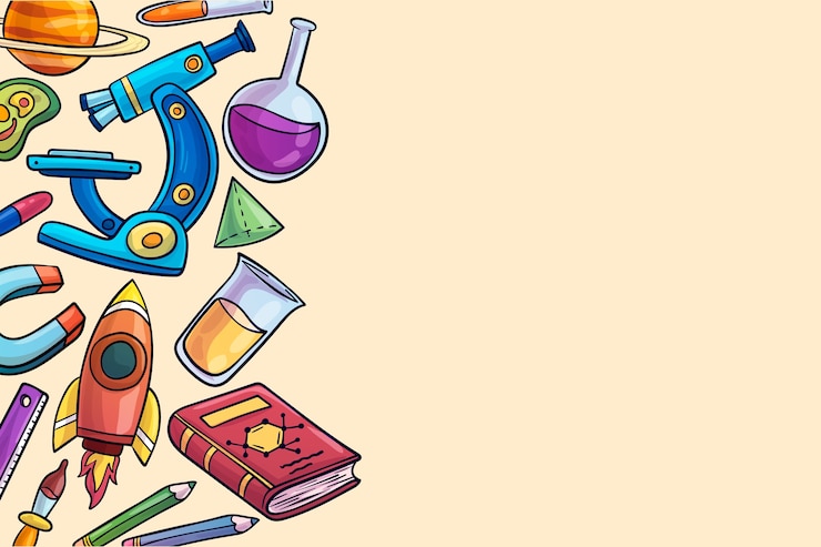 Vettore gratuito tema di sfondo di educazione scientifica disegnata a mano