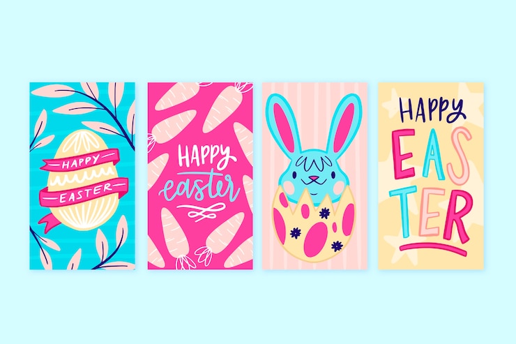 Vettore gratuito tema di storie instagram per il giorno di pasqua