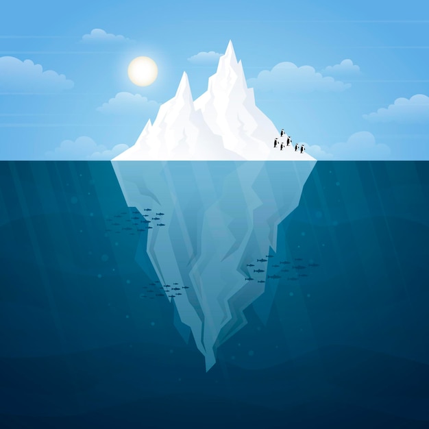 Tema illustrato di iceberg