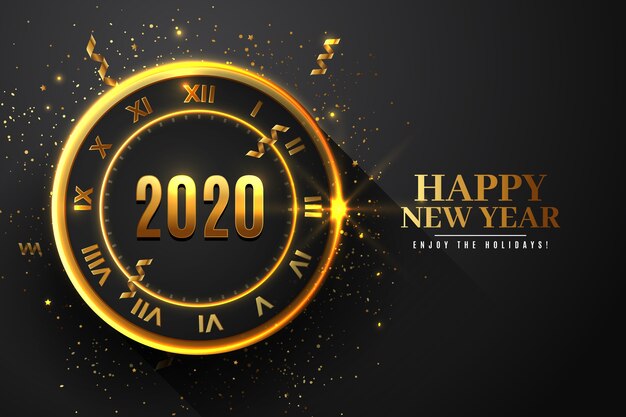 Tema realistico della carta da parati dell'orologio del nuovo anno 2020