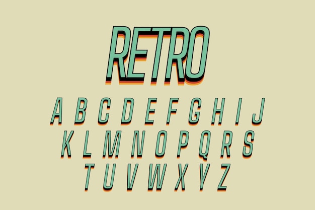 Tema retrò alfabeto 3D